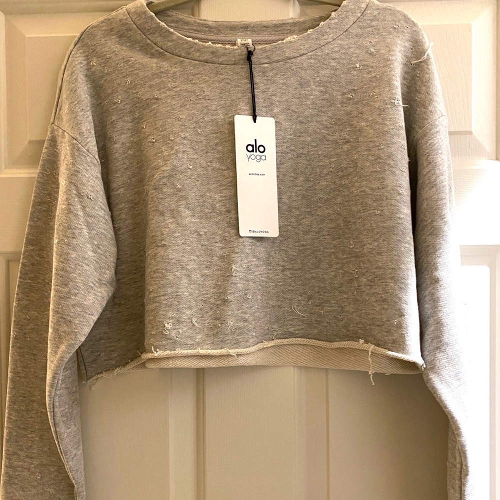 ALO yoga Fierce Crew Pullover cropped grey S size